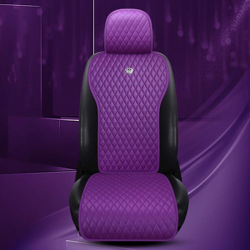Red Rain Leather Seat Cover Universal Seat Covers with Crown Car Seat Protector Fit Car/Auto/Truck/SUV Purple 2/3 Covered (Purple) - Image 2